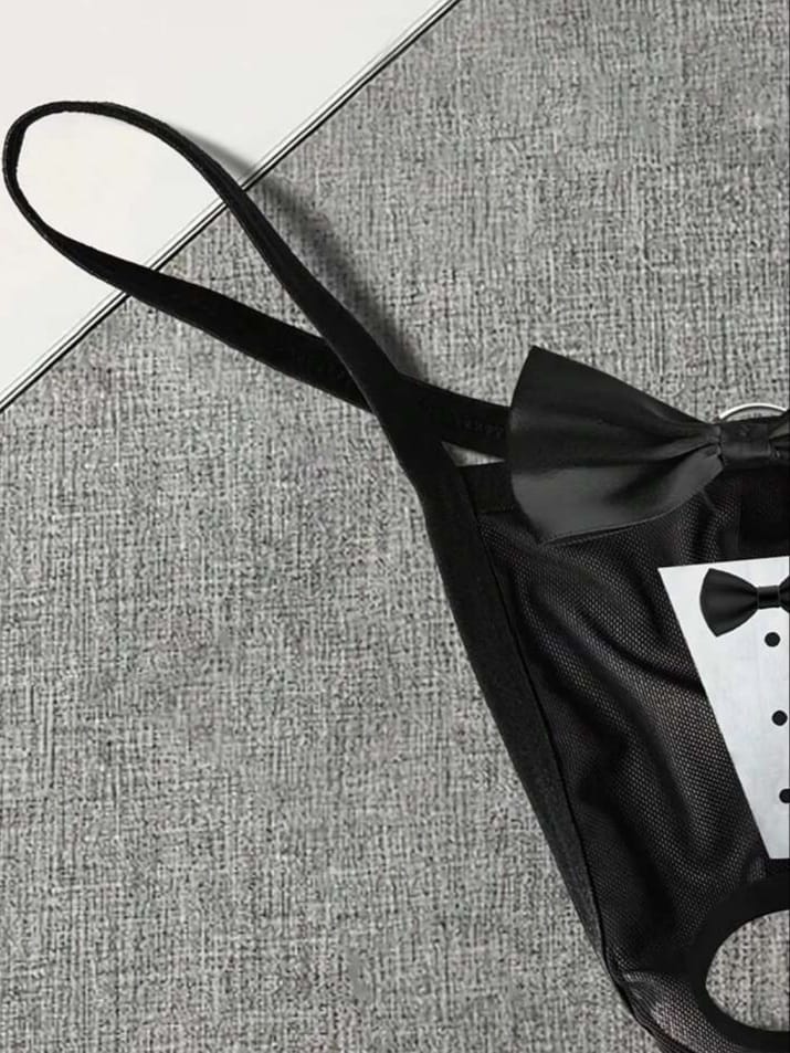 Midnight Tuxedo Open-Pouch Thong